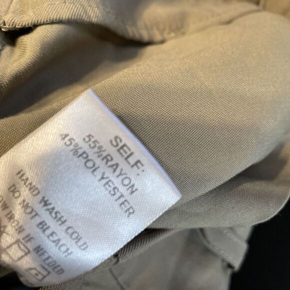 AARON & AMBER Pleated Flowy Wide Leg Pants Large High Rise Paperbag Green Tan - Picture 6 of 8